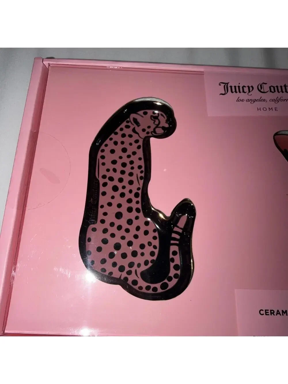 JUICY COUTURE SET OF 2 CERAMIC TRINKET TRAY Leopard butterfly/ tiger